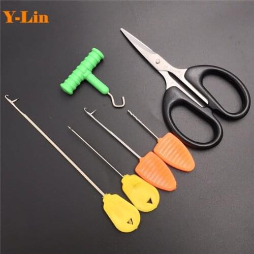 6pcs Carp fishing tools Baiting Needles Boilie Bait Drill Scissors Knot Puller splicing needle Accessories of carp fishing
