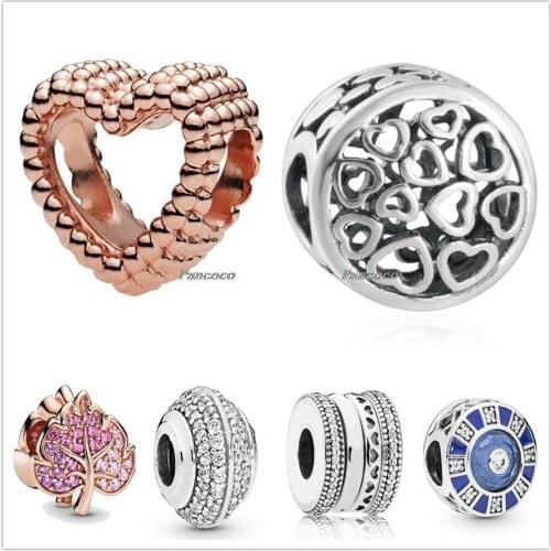 Authentic 925 Sterling Silver Sparkling Pave Wheel With Full Crystal Spacer Beads Fit Women Pandora Bracelet & Necklace Jewelry