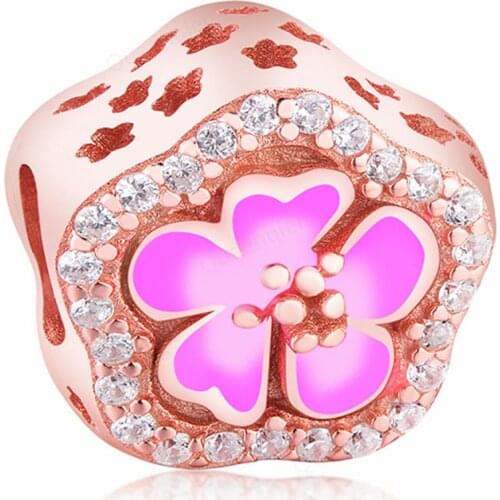 925 Sterling Silver Flower European Charms Bead Fit Original Bracelets Chain DIY Girl Women Pendant Charm Beads Jewelry Making
