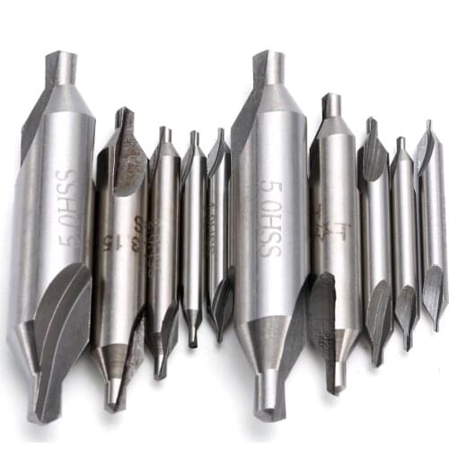10pcs 60 Degree High Speed Steel Center Drills Bit Combined Countersink Drill Bits 1/1.5/2/3.15/5mm