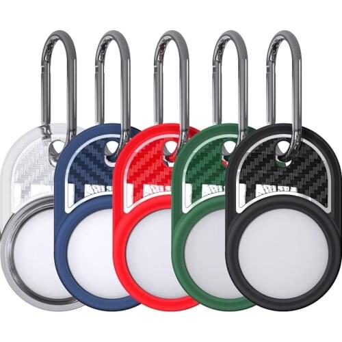 For Apple Airtag Case Soft Silicone carbon fiber Anti-lost Keychain Cover For Apple Airtags Silicone Loop Protective Sleeve