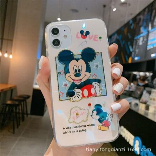 Disney Mickey Mouse Minnie Mobile Phone Case Cartoon Suitable for Epoxy All-inclusive Soft Shell IPhone12/11pro Max 87plus XR XS