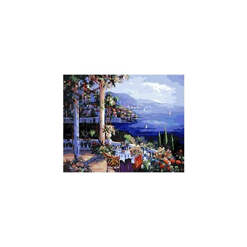 MaHuaf-X1315 Mediterranean landscape DIY painting on canvas hand painted coloring by numbers 40x50 framed