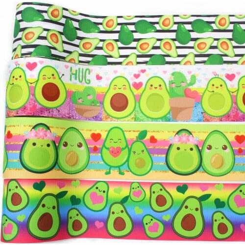 I-19912-2152,3‘’ 75mm,5 yards Fruit avocado Thermal transfer Printed grosgrain Ribbons,bow cap accessories and decorations