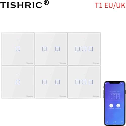 SONOFF T1 EU/UK Wall Touch Switch Light Panel Glass Screen 1/2/3 Gang Wifi Touch/APP/RF 433mhz Remote Control Smart Home Alexa