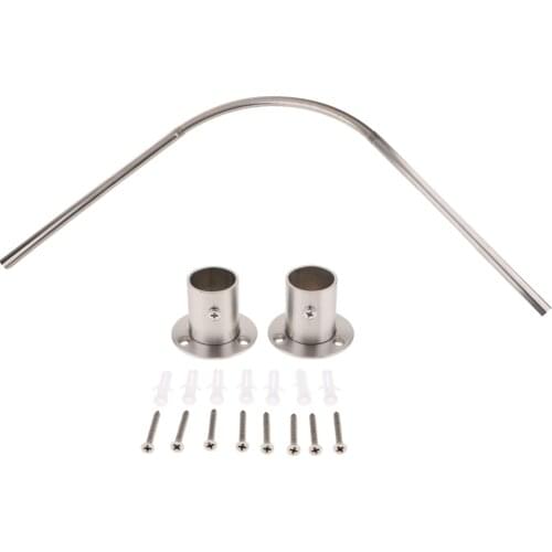 Curved Shower Curtain Rail Rod Steel 140cm Curtain Rail Pole Bar Adjustable Extendable Hardware