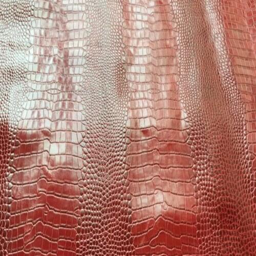 Qualited Crocodile Embossed Burgundy Genuine Cow Leather Fabric Material ,Free Shipping