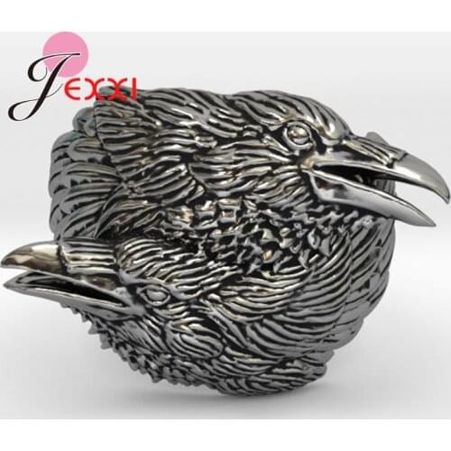 Unique Design Eagle Rings Full Sizes Punk Style 925 Sterling Silver Bird Finger Rings For Birthday Party Jewelry