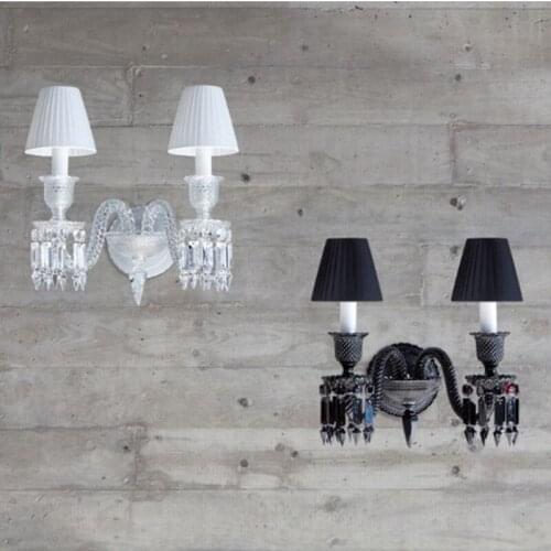 Crystal wall lamp lampshade led reading mounted bathroom light wall sconce white and black wall lamp bedroom bedside lighting