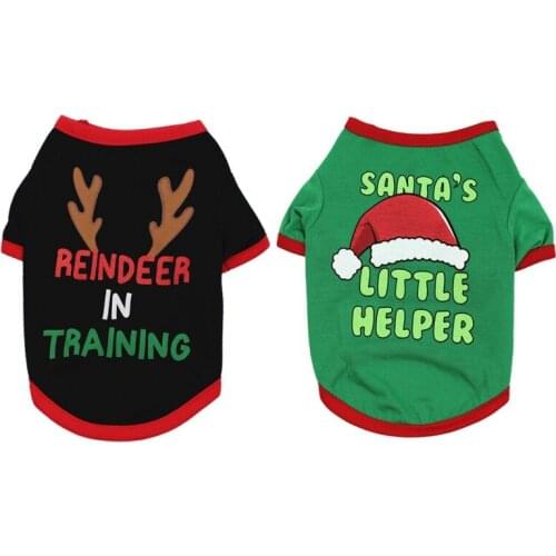 Cute Christmas Dog Clothes Soft Cotton Pet T-shirt For Small Medium Dogs Vest New Year Puppy Dog Costume Chihuahua Pet Outfits