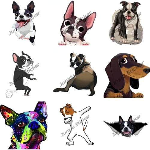 Cartoon Car Sticker Boston Dog Terrier Farts Vinyl Auto Accessories Car Window Car Styling Decal PVC 16cm*12cm