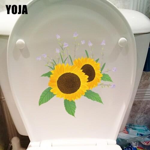 YOJA 20.9X21.1CM Cartoon Sunflower Kids Room Wall Decor Lovely Flower Toilet Bathroom Sticker T1-1677