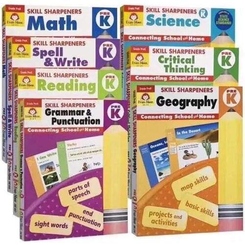 7 volumes of English original Evan-Moor Skill Sharpeners Pre K Kindergarten Enlightenment Education Storybook