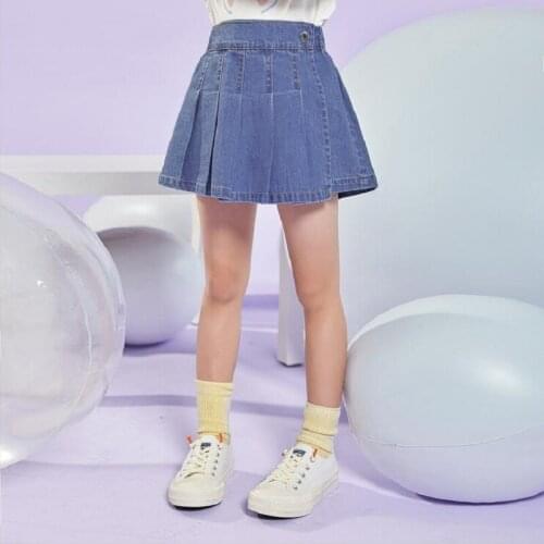 2-10T Jeans Skirt Shorts For Girls Toddler Kid Baby Clothes Summer Denim Pleated Skirt Shorts Girls Elegant Cute Sweet Trousers