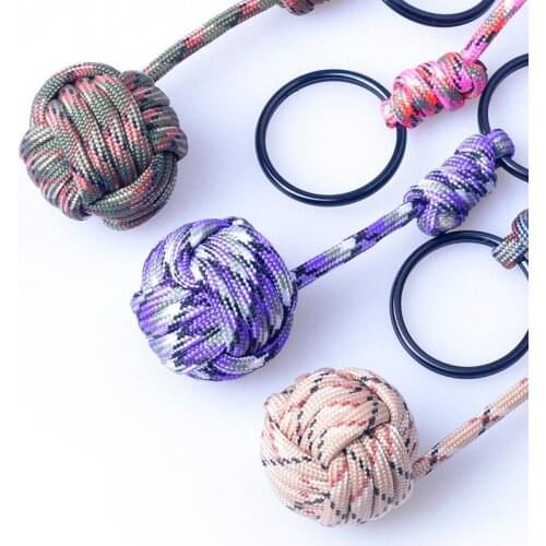 Munkees Paracord parachute cord Rope with Keyring Bracelet wrist strap for Emergency Outdoor Travel Gear Strong Bearing braid