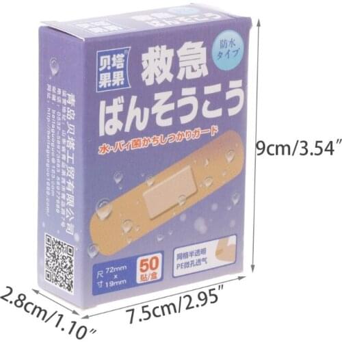 50Pcs Breathable Waterproof Bandage Band-Aid Hemostatic Adhesive Sport Outdoor M76F
