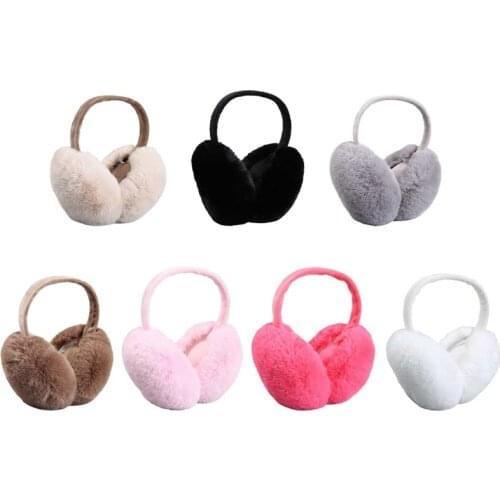 Women Men Winter Warm Cute Faux Furry Earmuffs Headband Outdoor Windproof Solid Color Foldable Fluffy Ear Covers Warmers