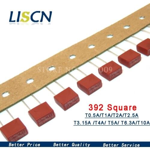 10pcs Fuse T2A T1A T3.15A T4A T5A T6.3A 250V 392 Square Plastic Fuse T0.5A LCD TV Power Board Commonly Used Fuses Slow Blow Fuse