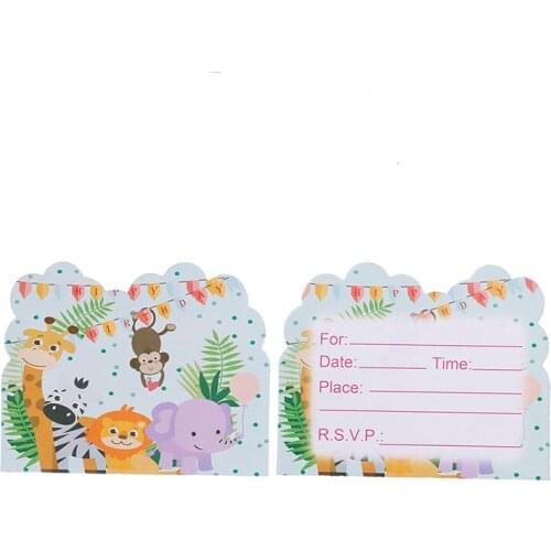 10pcs Safari Theme Invitations Cards Kids Birthday Wedding Party Invitations