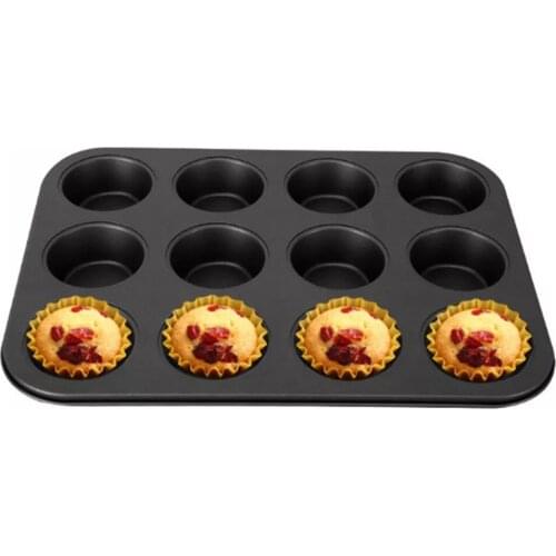 12 Cups DIY Cupcake Baking Tray Tools Non-stick Steel MoldBaking Tray Dish Muffin Cake Mould Round Biscuit Pan