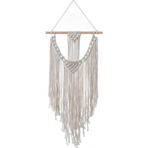 R7RC Nordic Woven Tassel Hanging Tapestry Boho Hollow Geometric Macrame Wall Decor