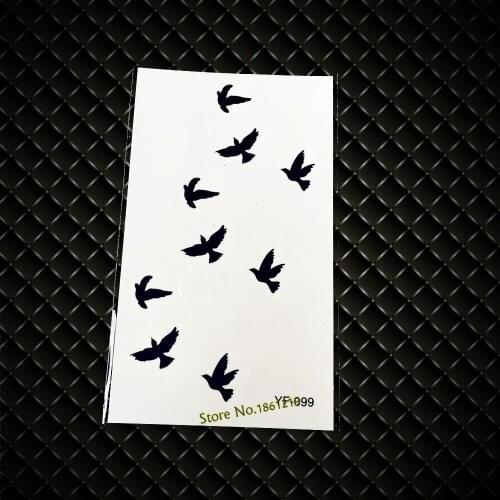 Sexy Women Lady Finger Chest Wrist Flash Temporary Tattoo Stickers GYF-099 Liberty Small Fly Birds Design Fake Temporary Tattoos