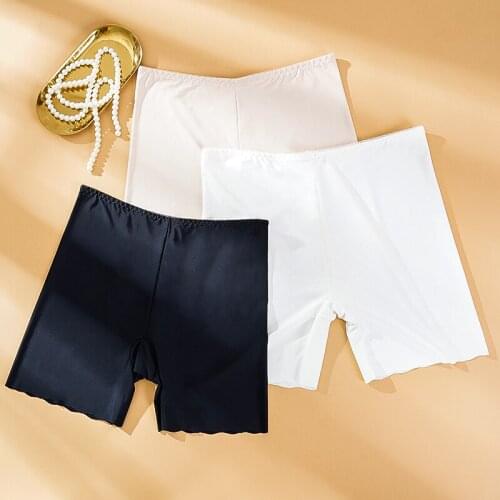 Women Safety Short Pants Summer High Waist Ice Silk Cool Elasticity Soft Panties Plus Size Seamless Boxers for Women Underwear