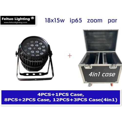 Waterproof Led Stage Zoom Par Light 18x15w RGBWA 5in1 Outdoor DMX Strobe Par Can Pro Disco DJ Lighting 12pcs with 3fly case
