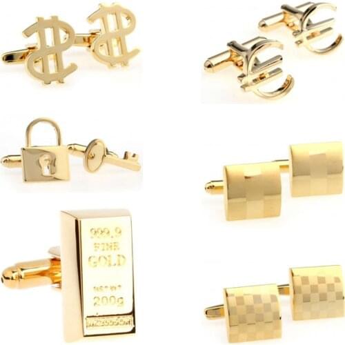 Fashion Gold Laser Dollar Cufflink Cuff Link 1 Pair Free Shipping Big Promotion