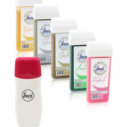 Pearl yellow, gold, silver, pink, green cartridge roll on depilatory 5 PCS + roll on depilatory heating machine, filling, waxing depilation