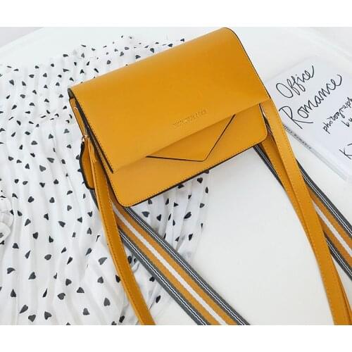 Womens Bag Wide Shoulder Strap Small Square Bag 2021 Summer New South Korean Crossbody Bag Yellow Clutch Shoulder Messenger Bag