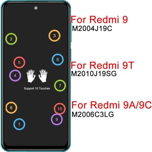 10 Touch Original Redmi 9T LCD For Xiaomi Redmi 9 9A 9C Display With Frame Touch Screen Digitizer Panel Parts Assembly 6.53" LCD
