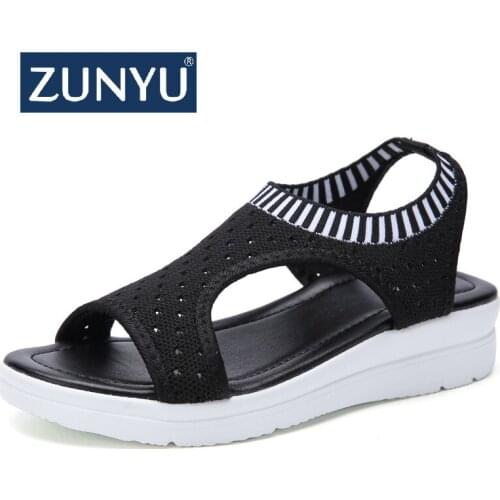 ZUNYU New 9 colors Woman Flat Summer Shoes Fashion Womens Sandals Wedge Comfortable Sandals Ladies Sexy Sandals Plus Size 35-45
