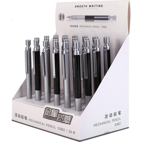 2PCS 0.5mm/0.7mm/0.9mm Office School Gifts Writing Stationery Metal Mechanical Pencil Art Painting 2B Black Office Supplies