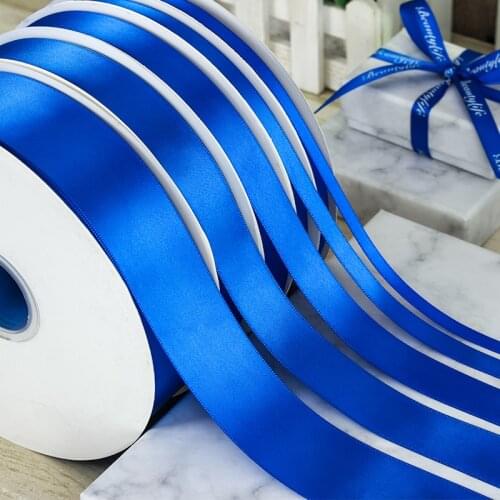6mm/10mm/15mm/20mm/25mm/40mm Royal Blue Satin Ribbons Handmade DIY Headwear Accessories Wedding Decorative Wrap Gift 100Yards
