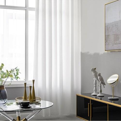 Living room white curtain light-transparent impervious screen curtain finished bedroom white gauze curtain gauze bay window