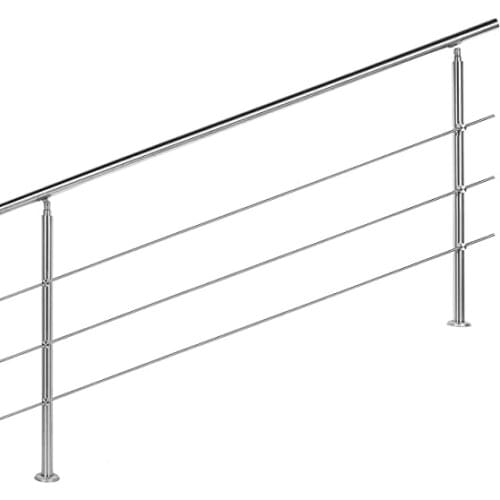 Freeshipping 304# Stair railing stainless steel 3 cross bars parapet handrail railing stairs