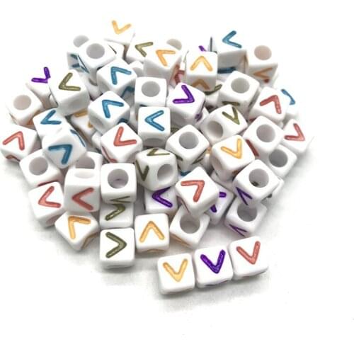 50pcs 7x7mm 26 Letter Beads Square Shape Alphabet Letter Beads Charms Bracelet Necklace For Jewelry Making Accessories #VVV