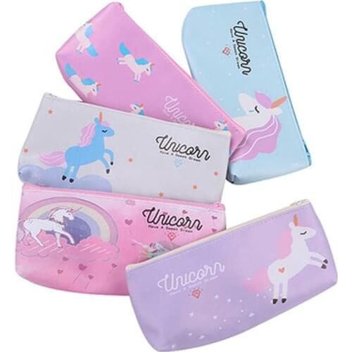 Unicorn Pencil Case Student Stationery Pencils Bag Novelty Cartoon Kawaii Bag High Capacity Pen Case Learning Office Supplies