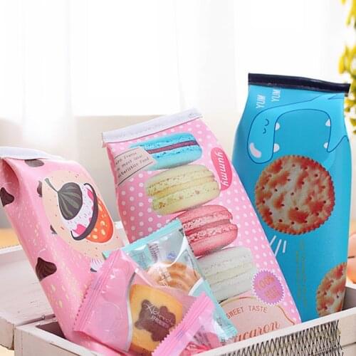 Cute Macaron Pencil Case Kawaii Leather Pencilcase Large Pencil Bag Pen Box For Girls Stationery Office School Supplies