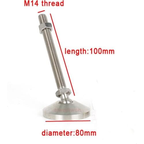 D80 M14 thread 100mm ss304 universal feet adjustable foot cup stainless steel Metal Leg furniture supporting SUS swivel feet cup