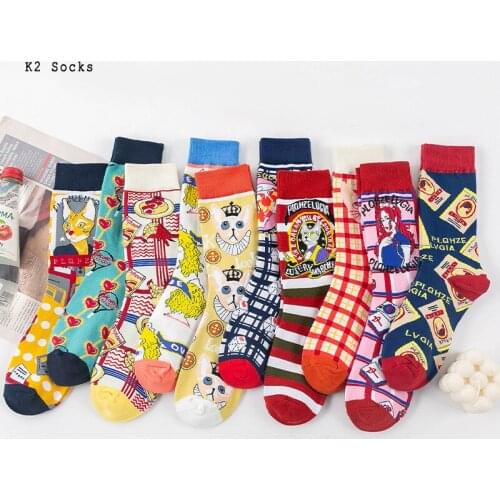 Elegant Sphinx Cat Girls Sockings Cotton Comfortable Red Mahjong Harajuku Lady Soft Cute Funny British Style Fashion Women Socks