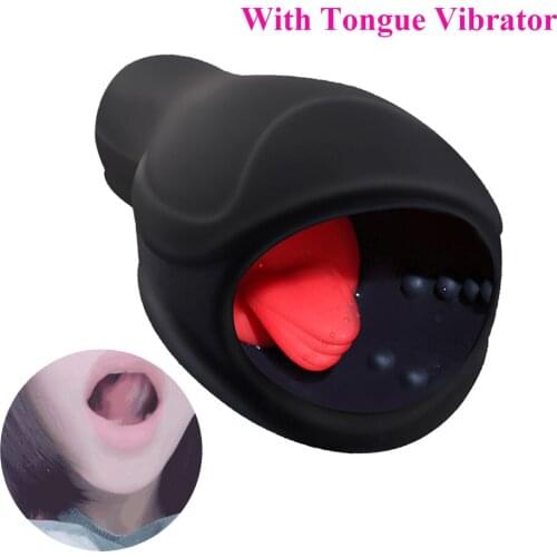 EXVOID Tongue Vibrator Mouth Oral Masturbatory Cup Male Masturbator Sex Toys for Men Gay Deep Throat Pussy Sex Machine