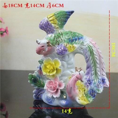 Art gift Modern household accessories tableware tableware ceramic crafts TV cabinet ornaments creative twin phoenix knickknacks
