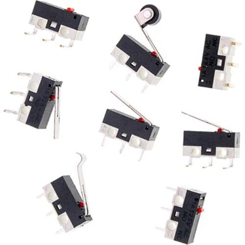 20 pcs/batch Mini limit switch 1A 125V AC mouse 3D printer long handle roller lever arm switch 3Pin DIY accessories