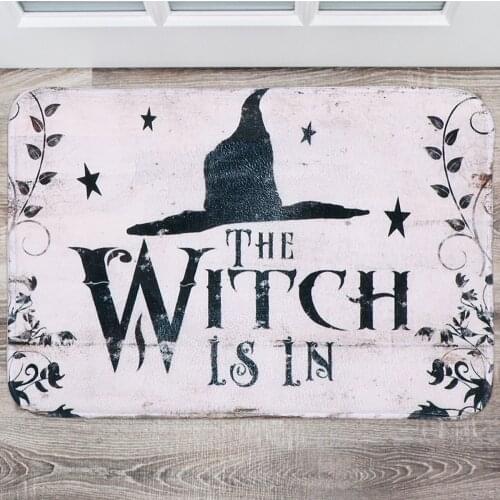 Halloween Carpet Entrance Mat Witch Hat Pattern Non-Slip Floor Mat Doormat