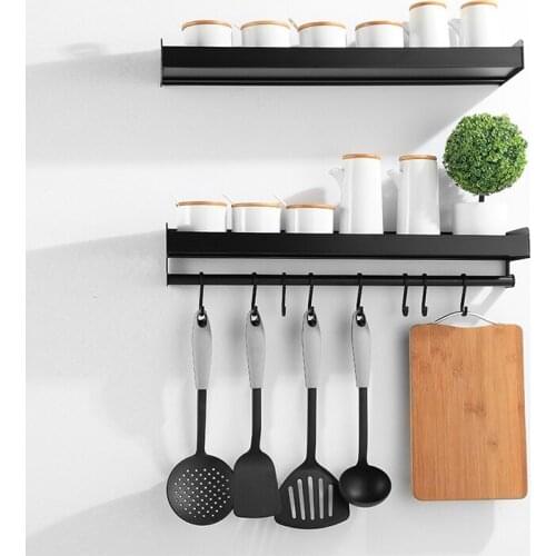 Kitchen Organizer Wall Mount Bracket Holder Aluminum Utensil Hanger Spice Racks Knives Spoon Hook Gadgets Accessories Supplies