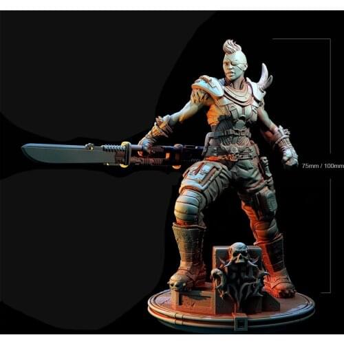 1/24 75mm 1/18 100mm Resin Model Kits Apocalypse Battle Gril Warrior Unpainted No Color RW-222