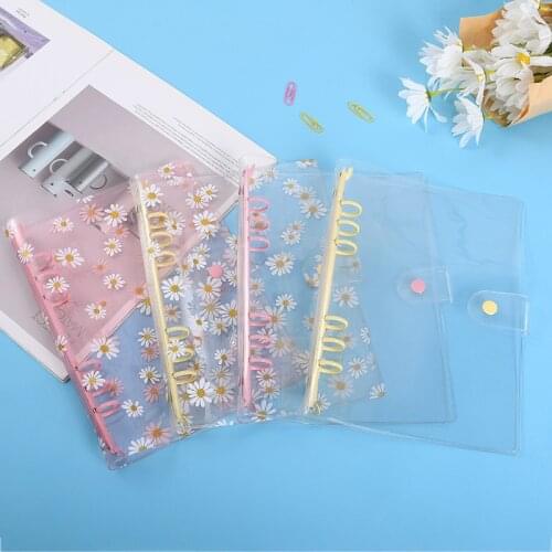 2021 New A5 A6 Little Daisy Notebook Transparent 6 Rings Binder File Folder Loose Leaf Ring Binder Kawaii School Office Supplies