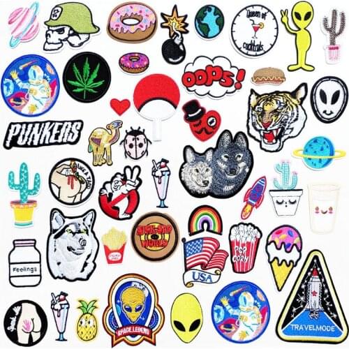 OOPS Wolf French Fries DIY Cloth Badges Mend Decorate Iron On Sew-On Patch Clothes Apparel Sewing Decoration Applique